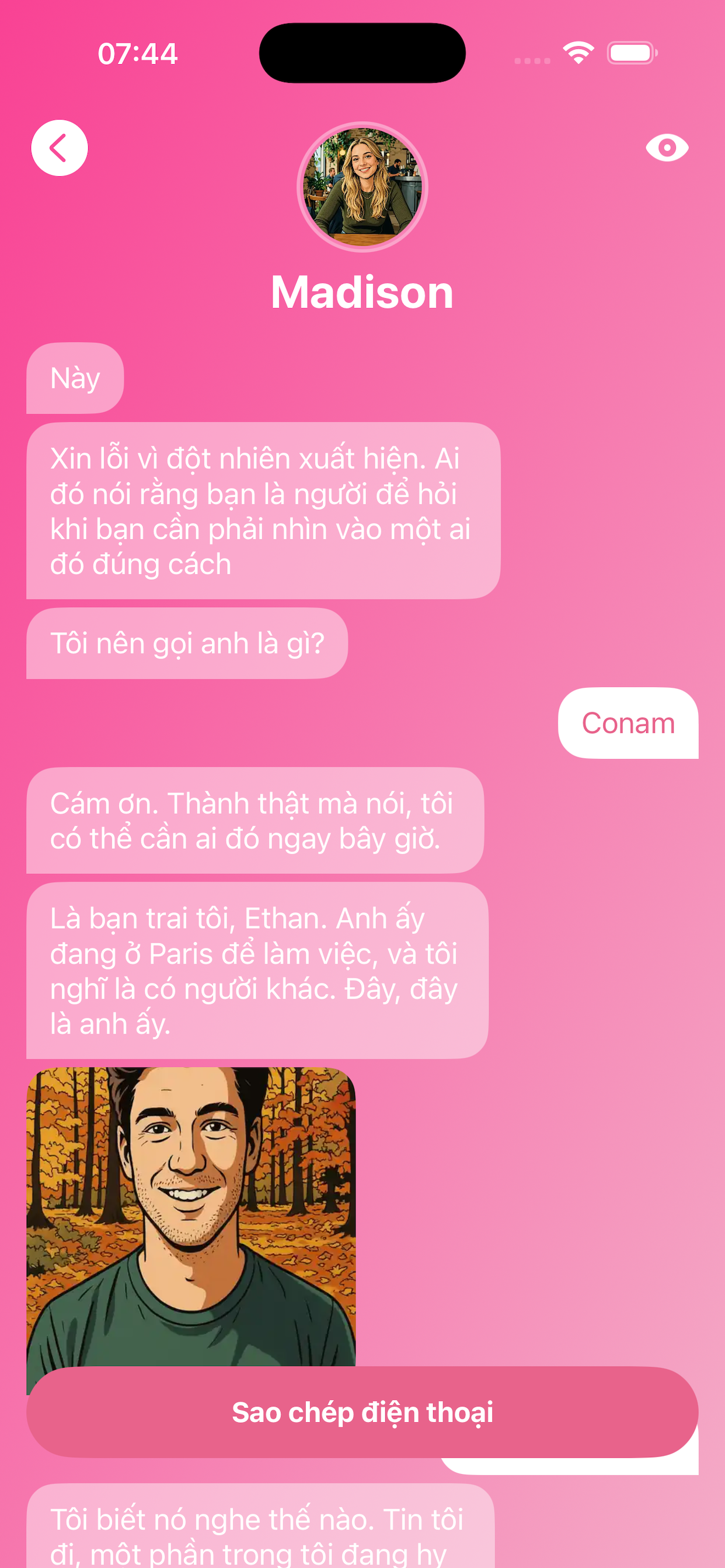 Fictional chat with Madison about Ethan